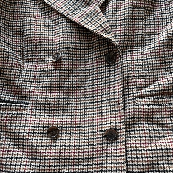 Long Plaid Checked Checkered Coat Trench Jacket Dry Cleaned Suitable For Work - Picture 4 of 16
